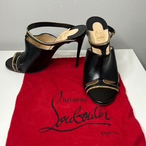 Christian Louboutin Akenana Mule Pump, Black/Gold